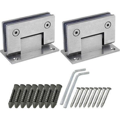 2 Pack 90 Degree Shower Door Hinges With Screws, 4Mm Thickness Stainless Steel For Bathroom Door And Glass (Silver)
