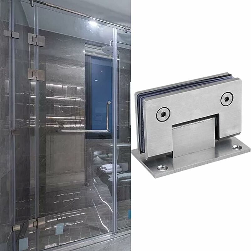2 Pack 90 Degree Shower Door Hinges With Screws, 4Mm Thickness Stainless Steel For Bathroom Door And Glass (Silver) - Image 2