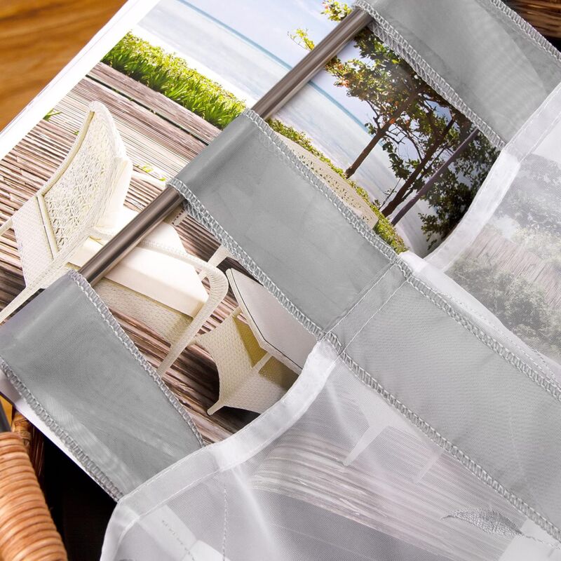Window Embroidery ROman Blinds Sheer Curtains Decoration For Bedroom Balcony Kitchen, Grey, 80Cmx140Cm - Image 3