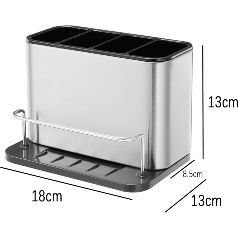 Cutlery Drainer, Fork Spoon Organizer Rack With 4 Compartments With Drainer, For Knife And Fork, Spoon, Sink Drying - Image 2