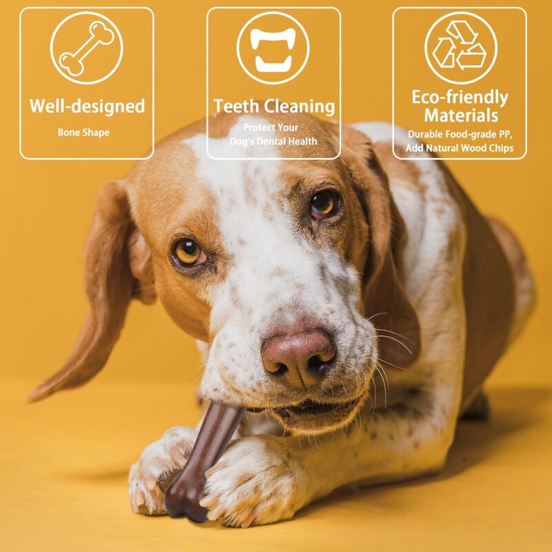 Indestructible Dog Toys, Dog Chew Bones, Light Beef And Bacon Flavor Dog Toys For Large Medium Dogs Dental Care Teeth - Image 4