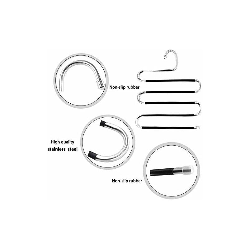 6 Pack Shaped Stainless Steel Non-Slip Pants Hangers For Jeans Scarf Trousers - Black - Image 2