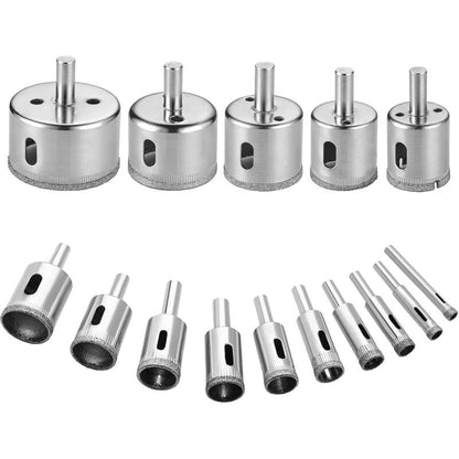 Diamond Drill Bit, 15 pcs Hole Saw Tools Set, Diamond Hole Saw For Glass/Tile/Ceramic/Marble/Porcelain Carbon Steel - Image 2