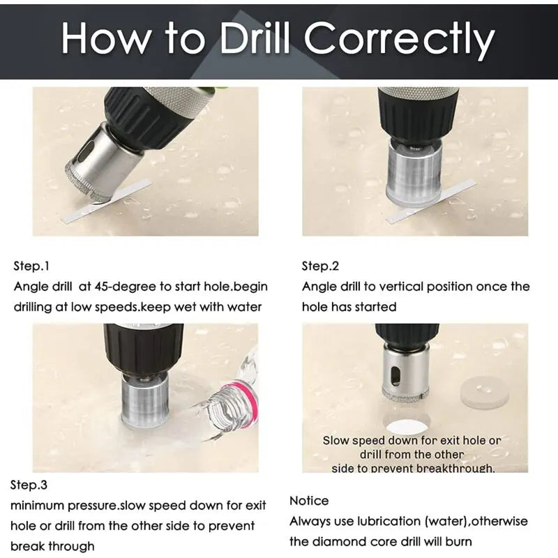Diamond Drill Bit, 15 pcs Hole Saw Tools Set, Diamond Hole Saw For Glass/Tile/Ceramic/Marble/Porcelain Carbon Steel - Image 4
