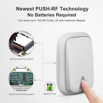 Wireless Doorbell Outdoor Waterproof With 2 Receivers Ip68 Waterproof 150M Range 4 Volume Levels 36 Ringtones Battery - Image 2