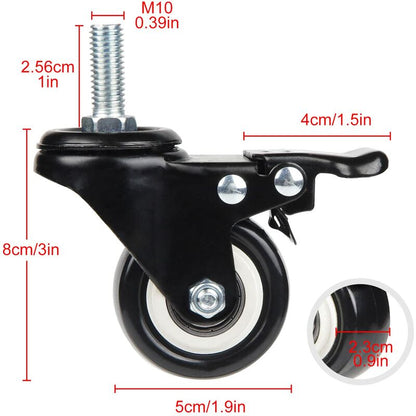 4 Swivel Casters 50Mm Furniture Transport Casters, 40Kg Load Capacity Each, M10 Screws - Image 2