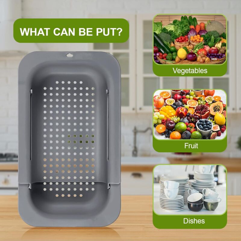 Expandable Sink Strainer - Food Grade Pp Material - Effective Drainage Holes - Quick Drying Rack For Dishes - Easy To - Image 3