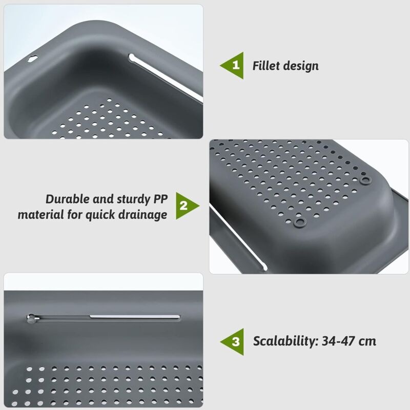 Expandable Sink Strainer - Food Grade Pp Material - Effective Drainage Holes - Quick Drying Rack For Dishes - Easy To - Image 4