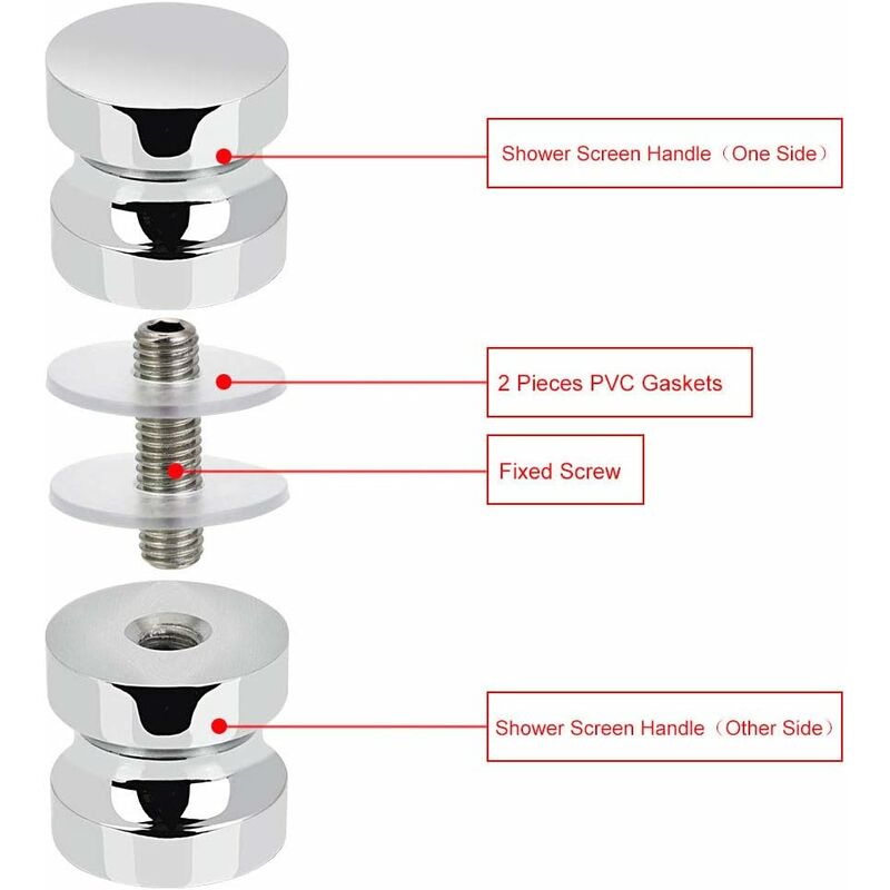 2 Pairs Stainless Steel Sliding Shower Door Knobs Glass Shower Door Handles For Bathroom Kitchen Home Office Hotel - Image 3