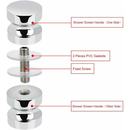 2 Pairs Stainless Steel Sliding Shower Door Knobs Glass Shower Door Handles For Bathroom Kitchen Home Office Hotel - Image 3