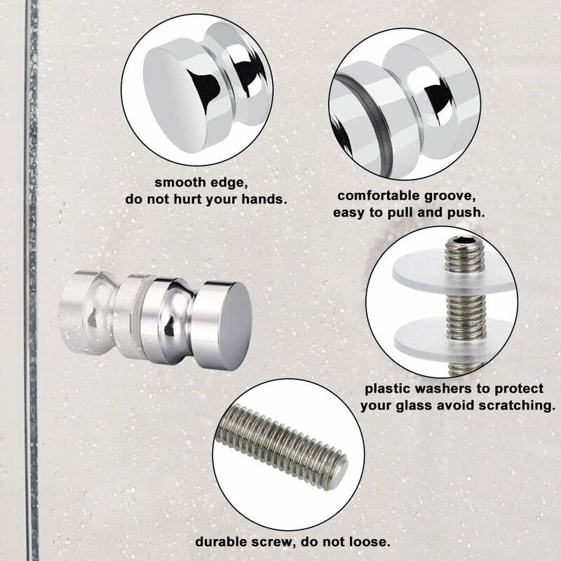 2 Pairs Stainless Steel Sliding Shower Door Knobs Glass Shower Door Handles For Bathroom Kitchen Home Office Hotel - Image 4