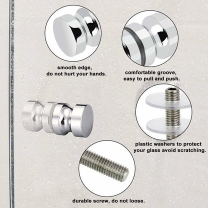 2 Pairs Stainless Steel Sliding Shower Door Knobs Glass Shower Door Handles For Bathroom Kitchen Home Office Hotel - Image 4
