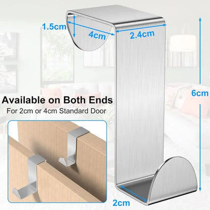 Door Hook, 6 pcs Set Coat Hooks For Door Stainless Steel Door Hooks For Standard Door, Drawer, Cupboard Wardrobe, For - Image 3