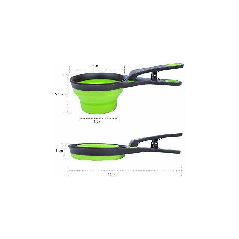 Multi-Purpose Pet Food Scoop, 3 In 1 Collapsible Silicone Measuring Cup And Bag Seal Clip For Dog Cat Storage Food - Image 2