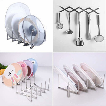 2 pcs Stainless Steel Lid Rack, Kitchen Utensil Organizer, Adjustable Design Lid Holder For Storing Pots, Glass Lids, - Image 3