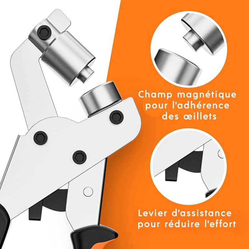 Professional Eyelet Punch Pliers - Minimal Effort - Punch Pliers With 100 Eyelets (Inner Ø 10 Mm) - Image 3