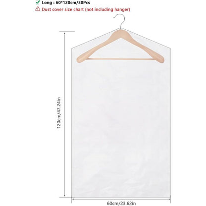 30 Pieces Garment Covers Dustproof Cover Dustproof Pouch Transparent Protective Covers For Dress Suits Coats 60 X 120 Cm - Image 2