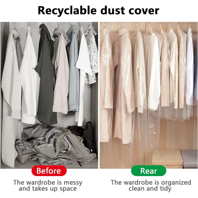 30 Pieces Garment Covers Dustproof Cover Dustproof Pouch Transparent Protective Covers For Dress Suits Coats 60 X 120 Cm - Image 3