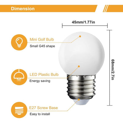 Pack Of 10 E27 G45 LED Globe - Warm White 3000K - 5W G45 - Matte Polycarbonate Shell - Non-Dimmable [Energy Class G] - Image 4