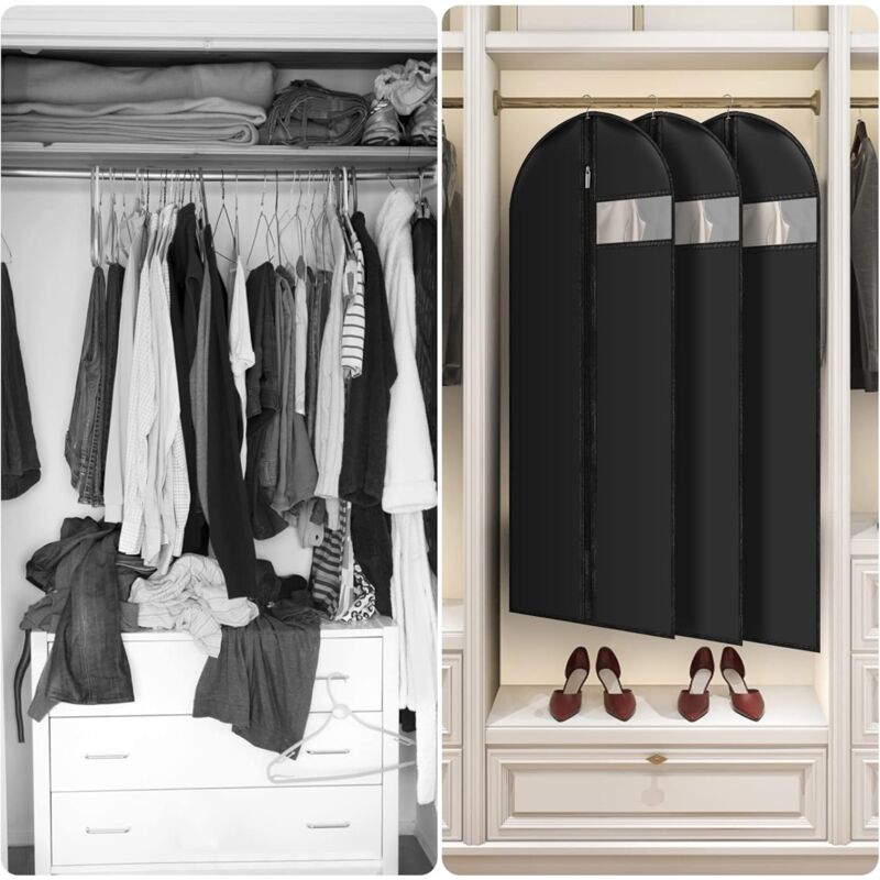 Garment Covers 60 X 140 Cm Pack Of 6, Waterproof Dustproof Clothes Cover With Zip, Hanging Garment Cover For Storage Of - Image 2
