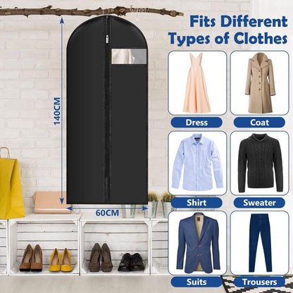 Garment Covers 60 X 140 Cm Pack Of 6, Waterproof Dustproof Clothes Cover With Zip, Hanging Garment Cover For Storage Of - Image 3