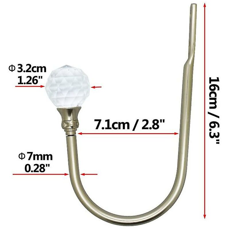 Curtain Tiebacks Wall Hooks U Metal Curtain Tiebacks, Metallic Curtain 2 Pack (Silver) - Image 2