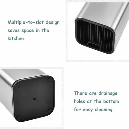 Knife Block, Stainless Steel Knife Holder, Kitchen Knife Holder, Square Knife Holder, For Knives And Scissors (Square) - Image 2