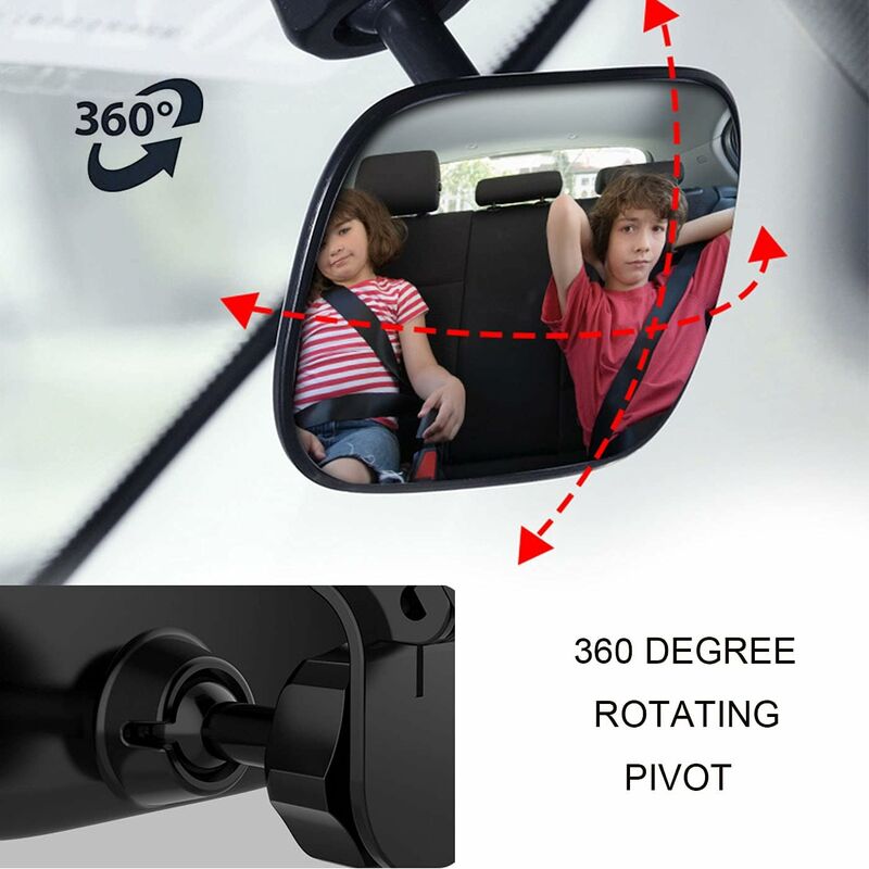 Baby Car Mirror, 360° ROtation Car Rear View Mirror, Baby Rear View Mirror With Clip, Baby Monitor For Wide View, Back - Image 3