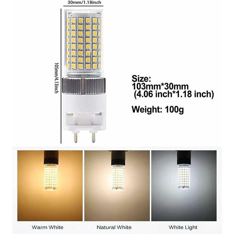 G12 LED Bulb 16W Natural White, Bi-Pin Corn Bulb, 4000K 1600 Lumen Ceiling Light Floodlight For Home Street Garage - Image 2