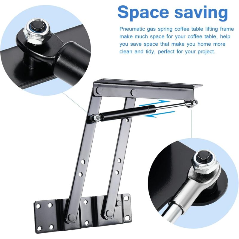 2 pcs Lift-Up Coffee Table Hinge, Heavy Duty Lift-Up Coffee Table Mechanism, Lift Up Spring Hinge For Coffee Table - Image 3