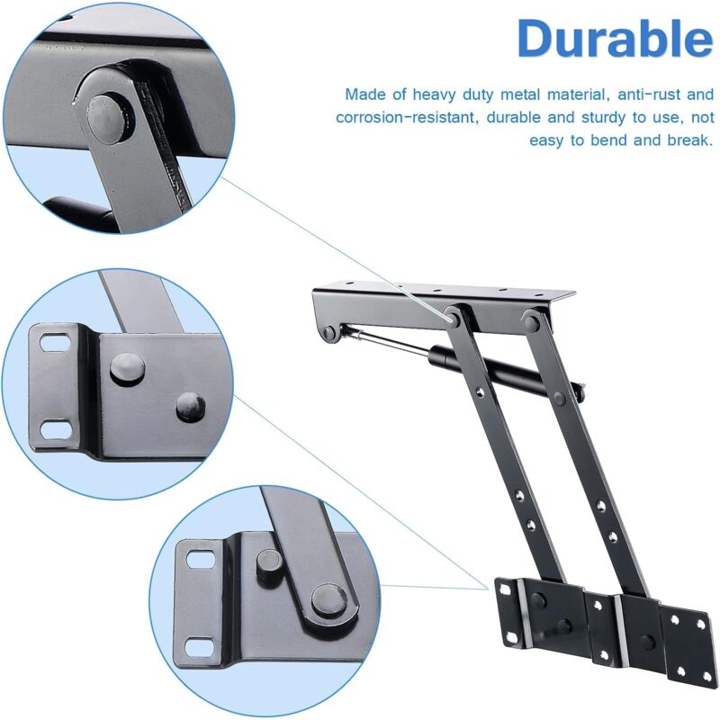 2 pcs Lift-Up Coffee Table Hinge, Heavy Duty Lift-Up Coffee Table Mechanism, Lift Up Spring Hinge For Coffee Table - Image 4