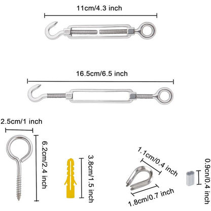 Wire ROpe Hanging Kit 2Mm Stainless Steel ROpe 30M With Turnbuckle Eye Screw Aluminum Sleeves Heart Thimble 56 pcs - Image 3
