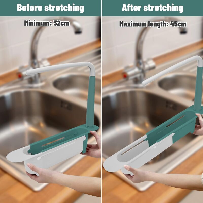 Telescopic Sink Rack Telescopic Sink Storage Rack Length Freely Large Capacity Pp Expandable Sink Organizer For Kitchen - Image 3