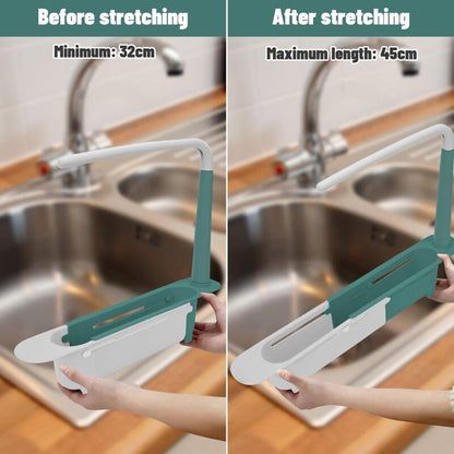 Telescopic Sink Rack Telescopic Sink Storage Rack Length Freely Large Capacity Pp Expandable Sink Organizer For Kitchen - Image 3