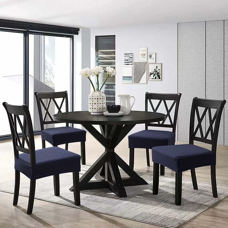 Diamond Lattice Waterproof Seat Covers For Dining ROom Chairs, Stretch Kitchen Chair Covers For Dining ROom, Seat - Image 2