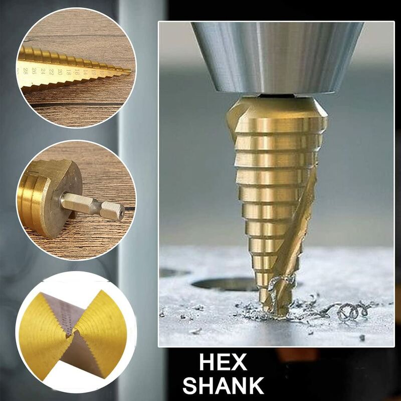 Step Drill Bits Double Slot Countersink Drill Bit High Speed Steel Cone Drill Bit For Steel Wood, Plastic, Brass, - Image 3