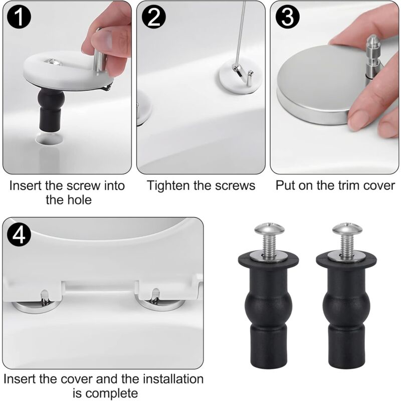 Toilet Seat Fixing Toilet Seat Hinge Toilet Seat Fixing Screws For General Toilet Seats 4 pcs Black - Image 3