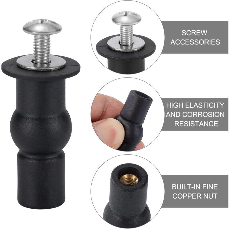 Toilet Seat Fixing Toilet Seat Hinge Toilet Seat Fixing Screws For General Toilet Seats 4 pcs Black - Image 4
