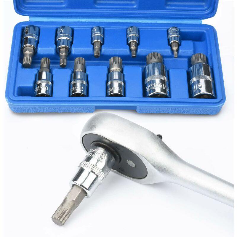 10 pcs M4 - M18 Torx Spline Bit Socket Set - Triple Square Socket Set With Storage Case - Image 2