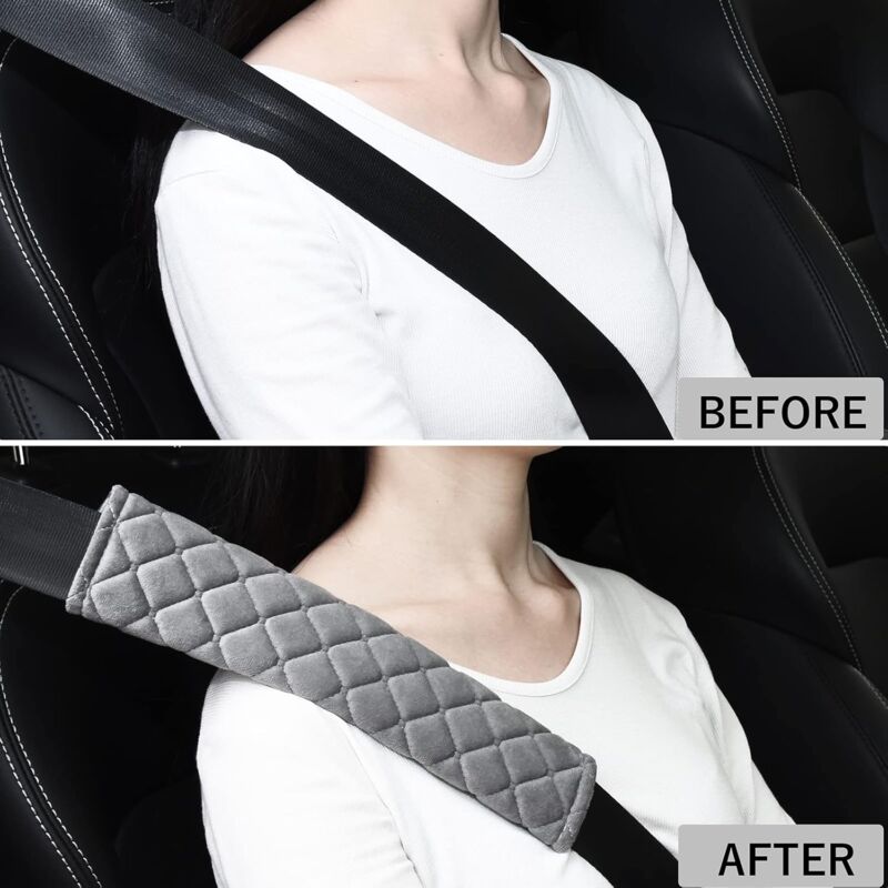 Car Seat Belt Protector Cushion Auto Seat Belt Comfort Travel Pads Pack Of 2 - Image 3