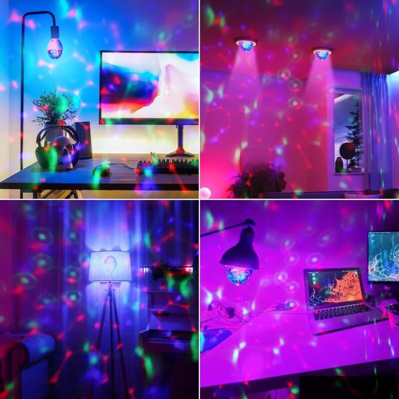 LED Party Lamp,Automatic ROtating 3W Multi-Color LED Light Bulb, Disco Light Effect, Suitable For All Lamps With E27 - Image 2