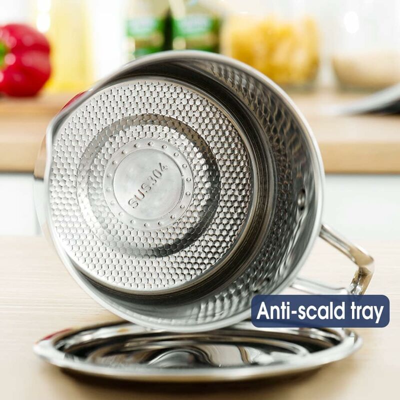 Oil Pot Grease Can Stainless Steel Storage Can With 2 Liter Can In Dust Cover For Fine Mesh Sieve Non-Slip Plate Frying - Image 3