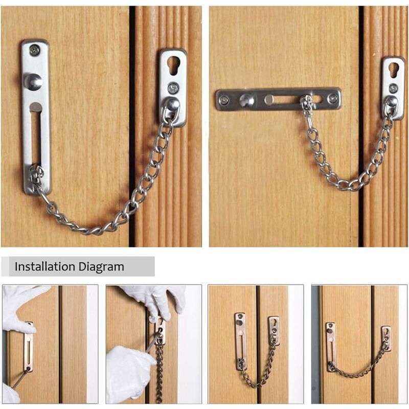 Silver Chain Sliding Security Lock - Door Lock - Door Lock - Interior Sliding Door - Exterior Gate Lock - Door Latch - Image 4