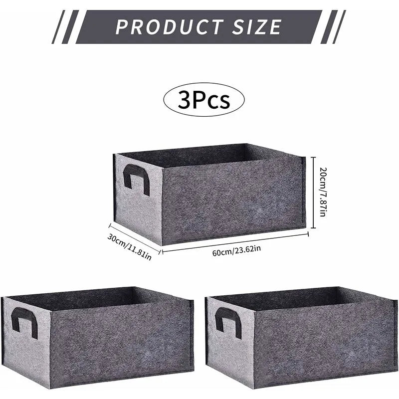 Grow Bag, 3 Pack Rectangular Black Non-Woven Planting Bags With Handle, Indoor Outdoor Grow Bags Planting Pot For - Image 2