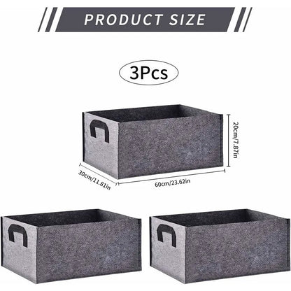 Grow Bag, 3 Pack Rectangular Black Non-Woven Planting Bags With Handle, Indoor Outdoor Grow Bags Planting Pot For - Image 2