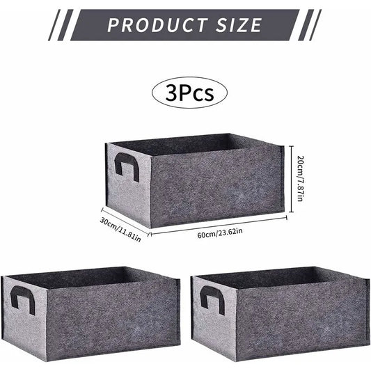 Grow Bag, 3 Pack Rectangular Black Non-Woven Planting Bags With Handle, Indoor Outdoor Grow Bags Planting Pot For - Image 3