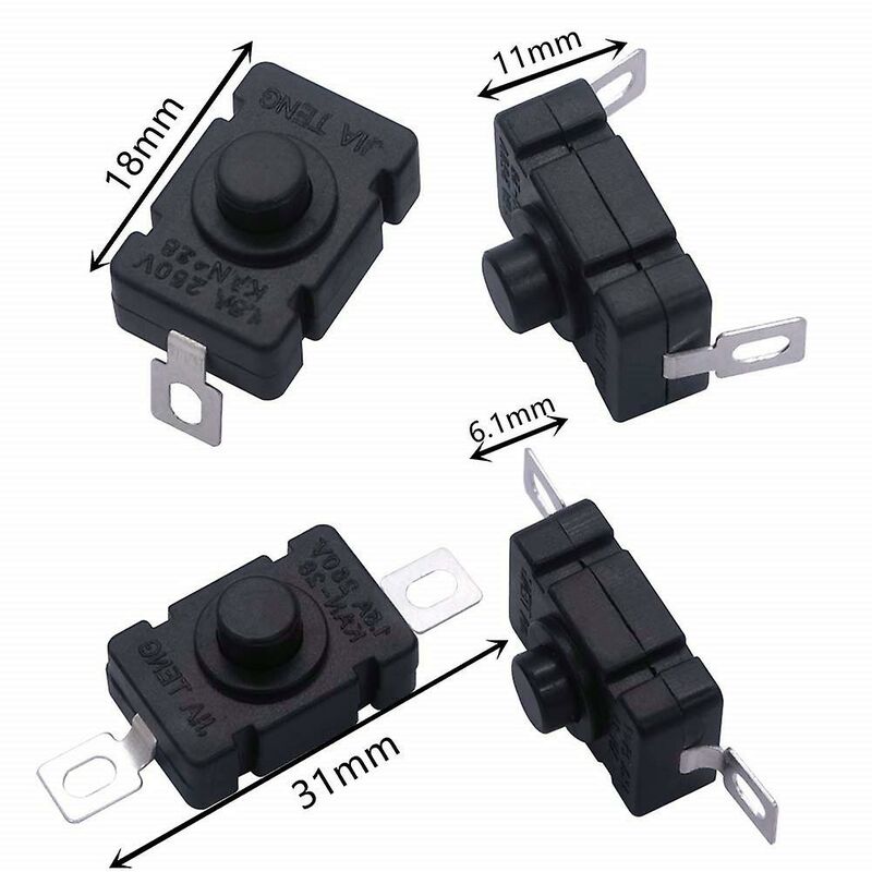 40 pcs Self-Locking Push Button Switch, Kan-28 Mini Flashlight Switch (20 pcs Flat Pin With Hole + 20 pcs Bent Pin With - Image 2