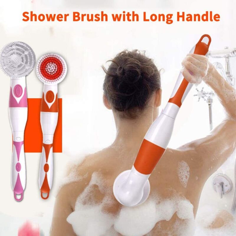 4 In 1 Waterproof Electric Bath Brush Multifunctional Body Cleaning Brush Back Massage Scrubber With 4 Brush Heads - Image 4