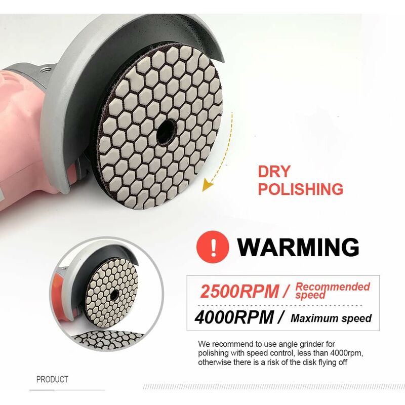 7 pcs Diamond Polishing Disc 4"/100Mm Dry Diamond Polishing Pads For Marble, Granite, Stone, Concrete (50) - Image 3