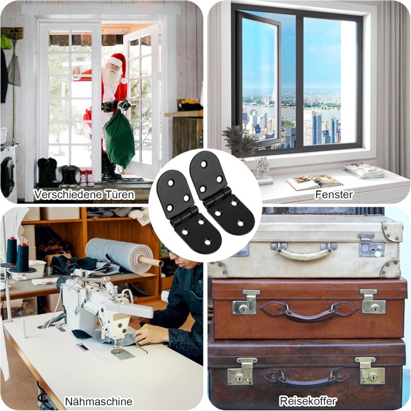4 pcs Stainless Steel Folding Table Hinges - 180 Degree ROund Screw-In Hinges - Folding Table Hinges - Table Hinges - - Image 3